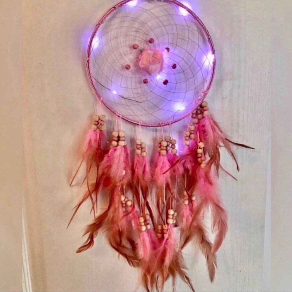Pink Feather LED Dreamcatcher